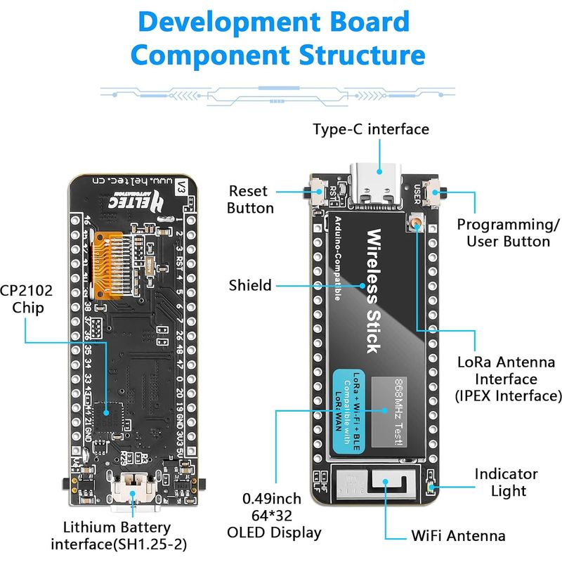 Lora V3 Esp Wireless Wifi + Ble Entwicklungsschlüssel Lora Wan 863/928 Mhz Unterstützt Gps, Glonass Und Galileo Mit Lcd-bildschirm Für Arduino