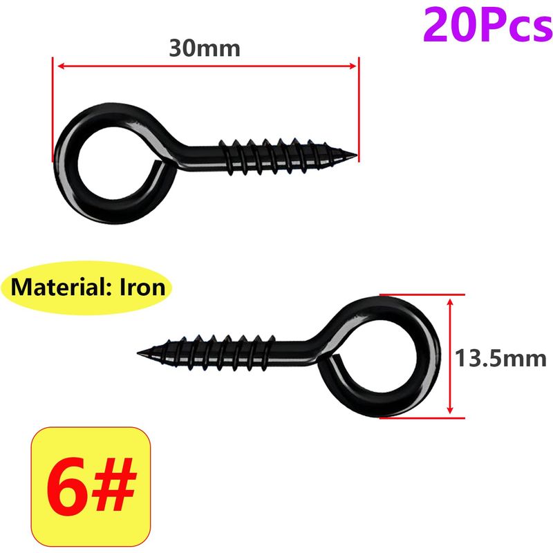 20 Stück 30-mm-ösenschrauben, Selbstschneidend, Runde Ösen, Metallhakenschrauben, Für Die Innen- Und Außendekoration, Schwarz