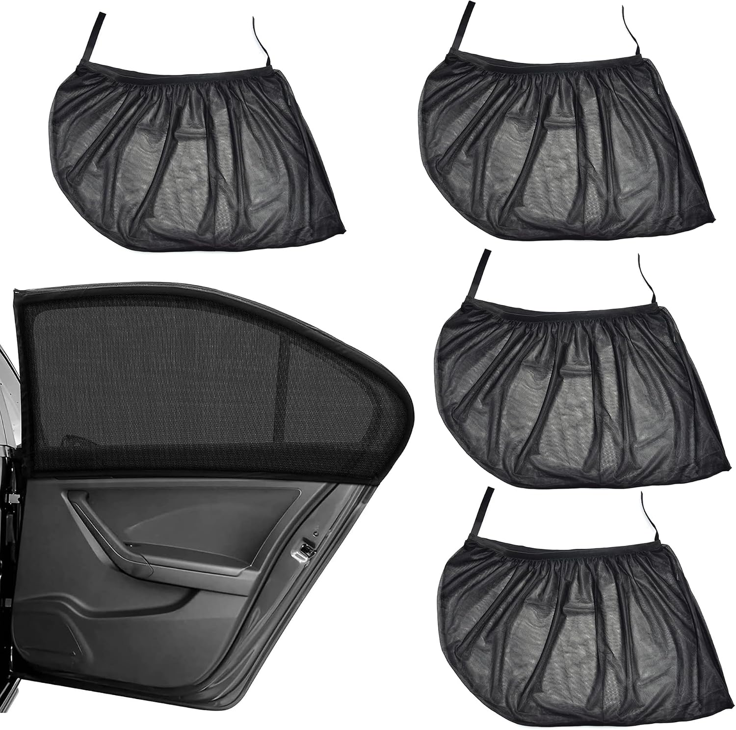 4-teiliges Moskitonetz-set Für Autofenster, Seitenfenster-moskitonetze, Uv-schutz, Seitenfenster-netz, Auto-vorhänge, Universalgröße Für 98 % Aller Autos (schwarz)