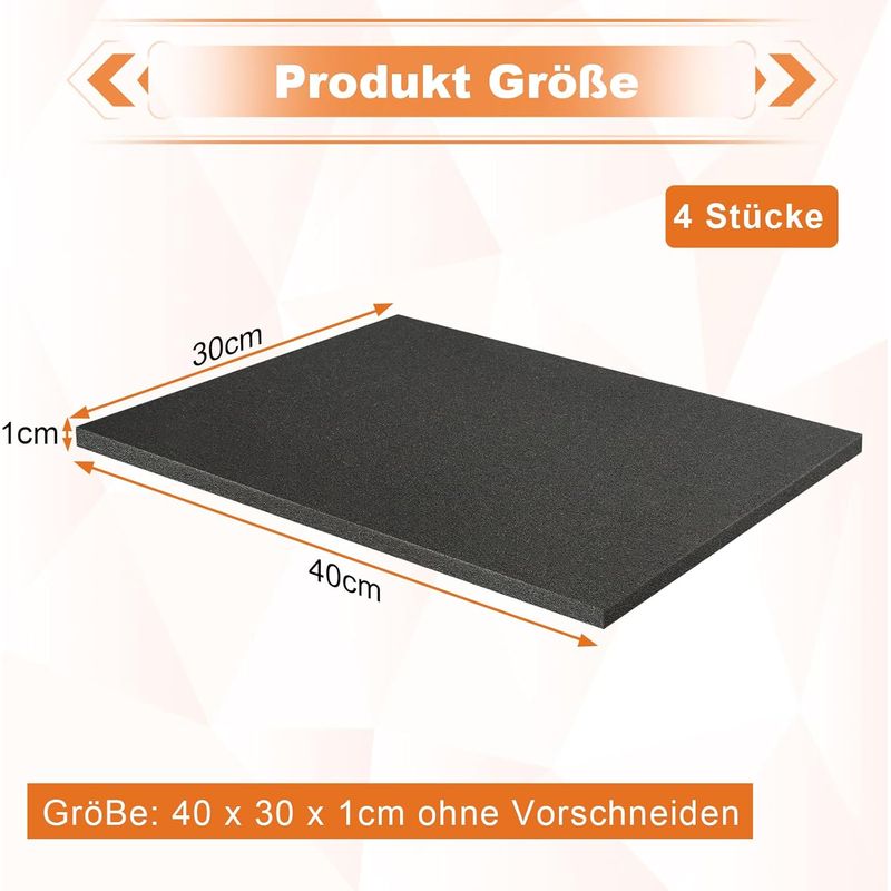 Polyurethanschaumplatte Für Werkzeugkasten, Koffer, Kameraaufbewahrung, Diy-aufbewahrungssystem (4, 40 X 30 X 1 Cm)