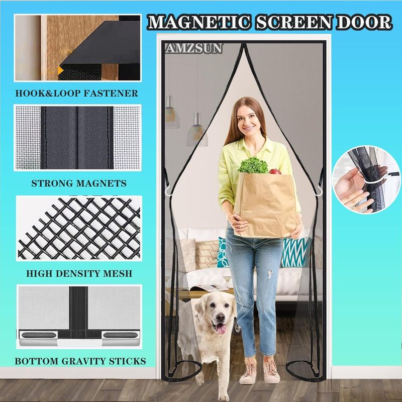 Magnetisches Moskitonetz Für Türen, 110 X 220 Cm, Schwarzer Insektenschutzvorhang Mit Automatischem Schließmechanismus Für Flure, Terrassentüren Und Gegen Mücken