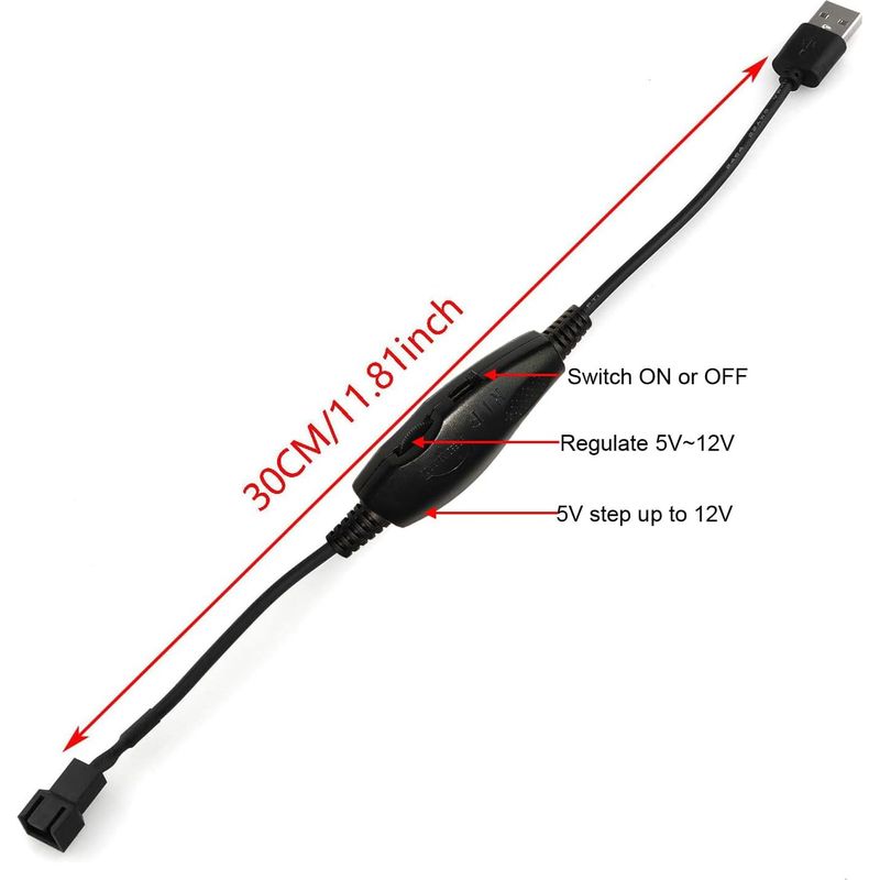 Gebildet 12v Usb Auf 3-pin Und 4-pin Stromadapterkabel Für Pc-lüfter Mit Schalter Und Drehzahlregler