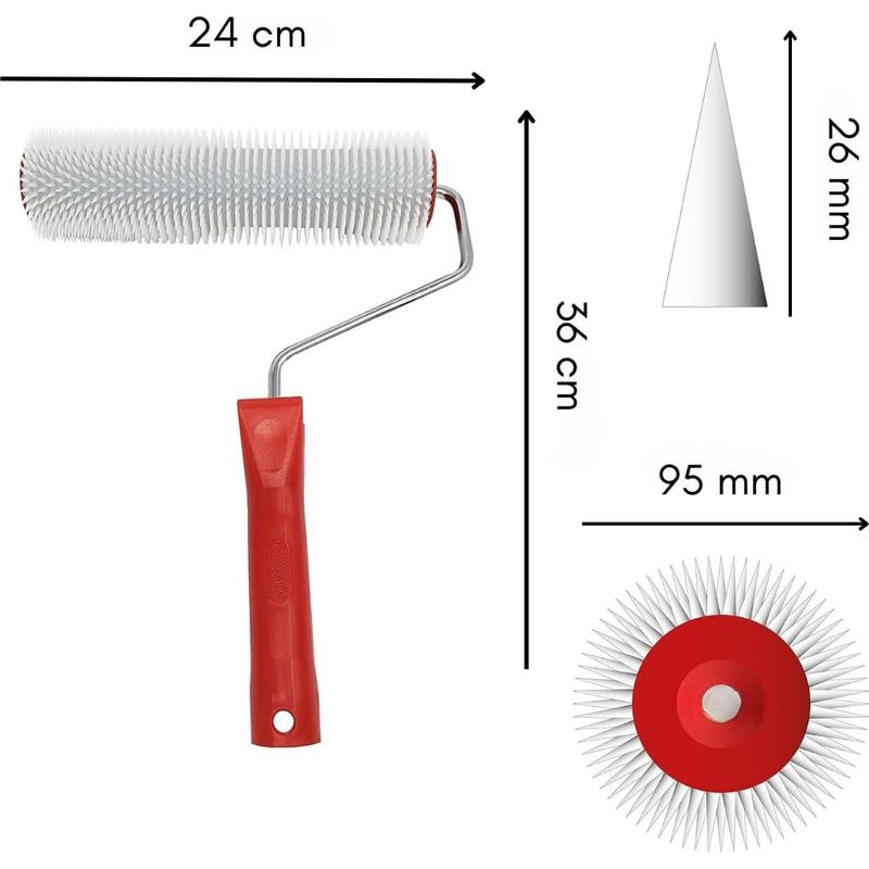 Blasenentferner-walze Für Selbstnivellierende Ausgleichsmassen Mit 26-mm-spitzen – 24 Cm Lange Stachelwalze – Unverzichtbares Werkzeug Für Einen Glatten Boden (26-mm-spitzen) Zum Ausgleichen Von Unebe