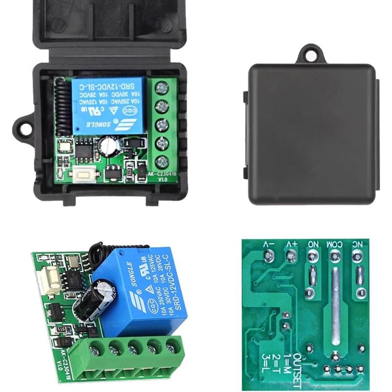 Gebildet 433mhz Universal-funkfernbedienungsschalter Dc 12v 1ch Modul Rf-relais-empfänger-sender Momentary Toggle Latch Für Led, Pumpe, Auto (1 Senderknopf + 1 1ch Empfänger)