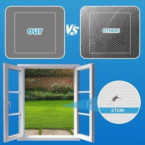 Fenster-moskitonetz Ohne Bohren, Insektenschutzgitter Mit Klettverschluss, Selbstklebendes Fenster-moskitonetz, Zuschneidbares Moskitonetz, Fliegen- Und Mückenschutz (schwarz, 150 X 200 Cm)