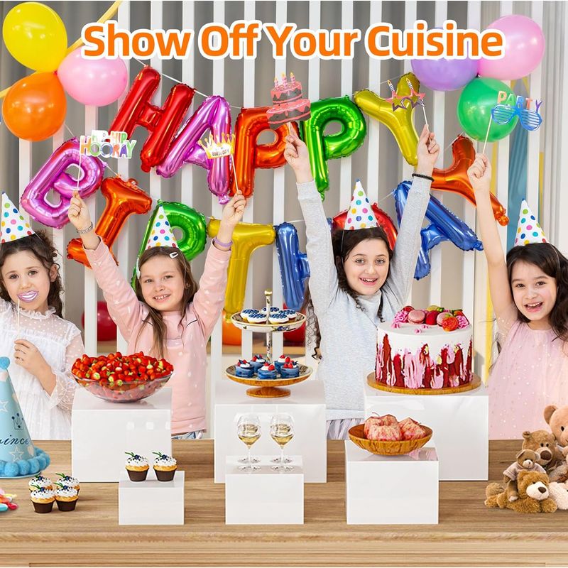6-teiliger Buffet-vorspeisenständer Mit Hohlem Sockel (3/4/5/6/7/8 Zoll), Weiße Acryl-kuchenständer, Stapelbarer Würfelhalter Für Lebensmittel, Desserts, Sammlerstücke, Schmuck, Figuren
