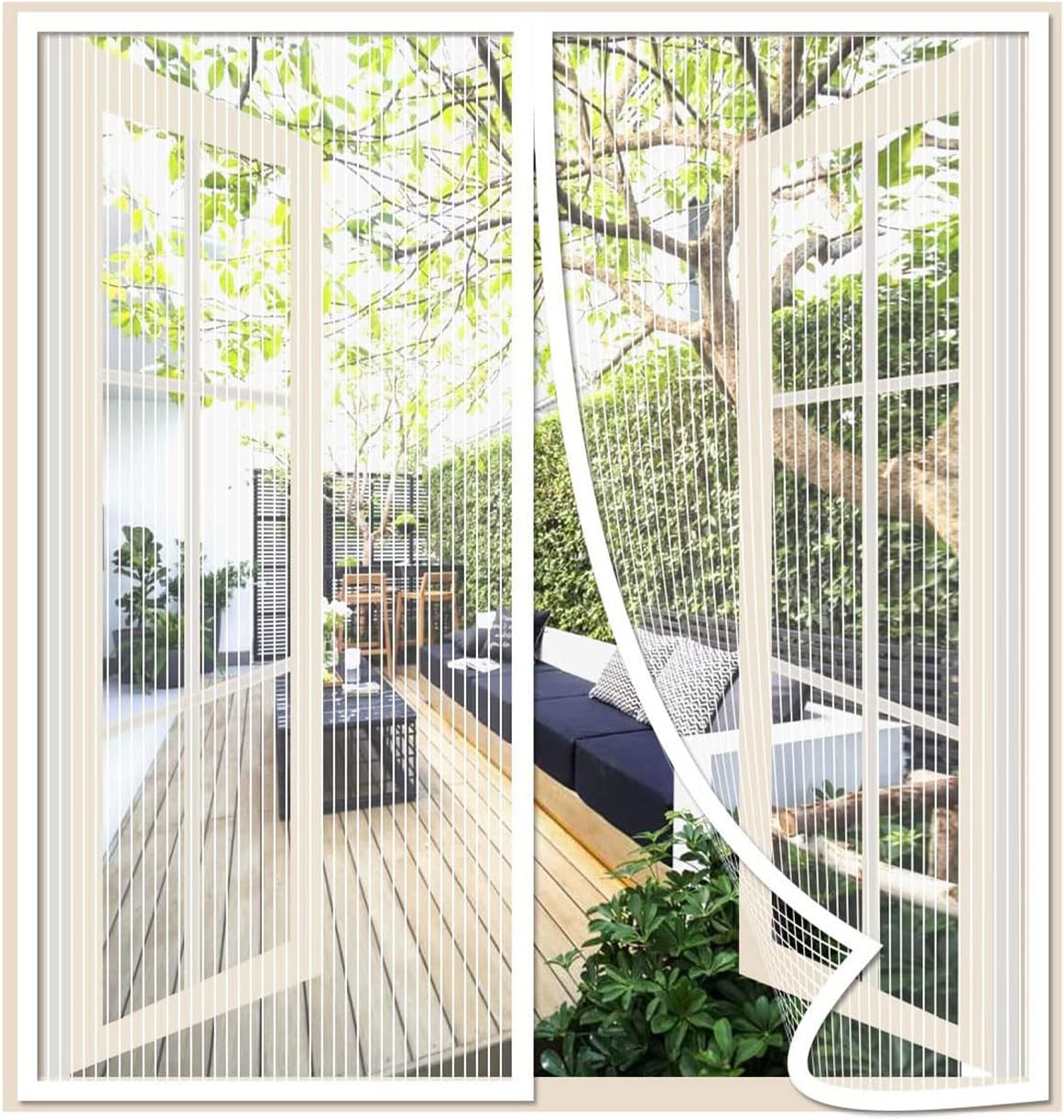 Moskitonetz Für Türen Und Fenster, 75 X 155 Cm, Weiß, Magnetischer Fenstervorhang, Atmungsaktiv, Ultrafeines Netzgewebe, Mückensicher Für Wohnzimmer, Automatischer Schließmechanismus, Mit Klebestreife