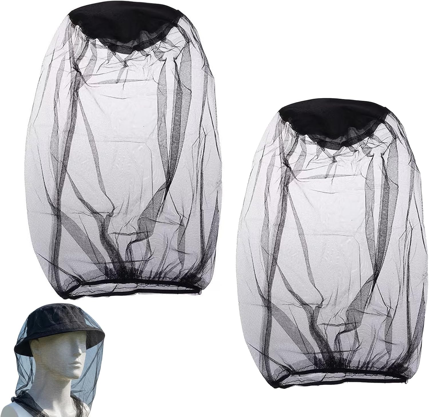 2er-pack Kopf-moskitonetze Für Den Outdoor-bereich, Extra Großer Schutz Vor Mücken Und Fliegen Beim Camping, Wandern, Angeln Und Gärtnern, Extrafeines Netzgewebe, Atmungsaktiv, Universelle Passform Fü
