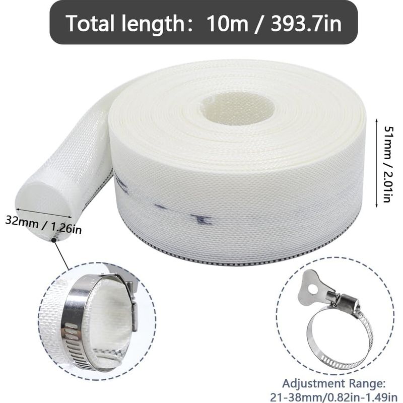 10 M Förderschlauch Ø 1 1/4" (32 Mm) Flacher Textilschlauch Mit Schlauchschelle Pumpenschlauch Für Tauchpumpen Oder Schmutzwasserpumpen