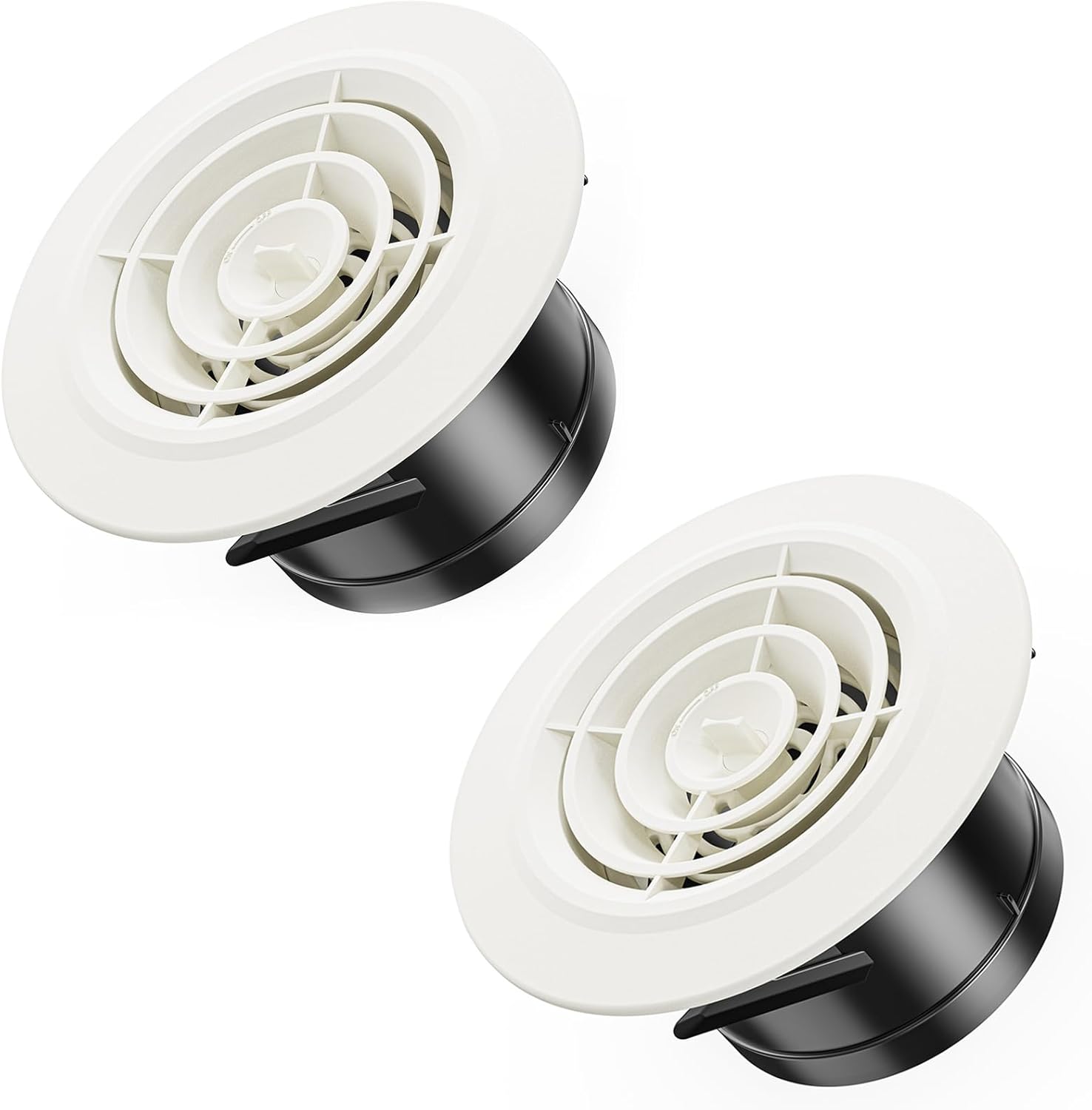 Set Mit 2 Verstellbaren Runden Lüftungsgittern Mit Insektenschutzgitter Aus Kunststoff – 100 Mm – Runde Abs-lüftungsgitter – Für Bad, Decke, Wand, Küche – Weiß