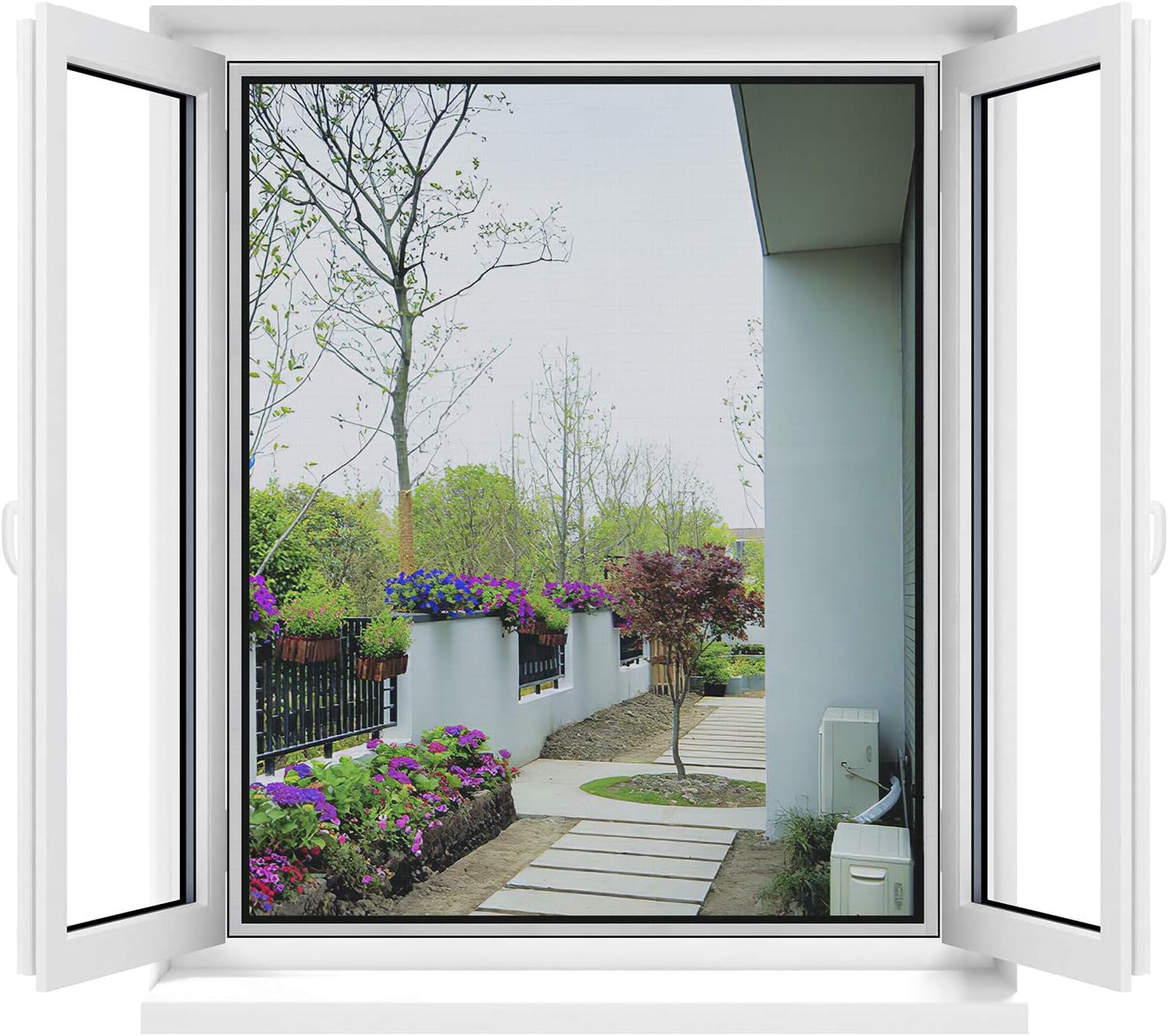 Universelles, Transparentes Moskitonetz Für Fenster/waschbares Netzgewebe Verstellbares Moskitonetz, Zum Selbstanbringen, Maximale Fenstergröße 130 X 150 Cm (2er-pack, Schwarz)