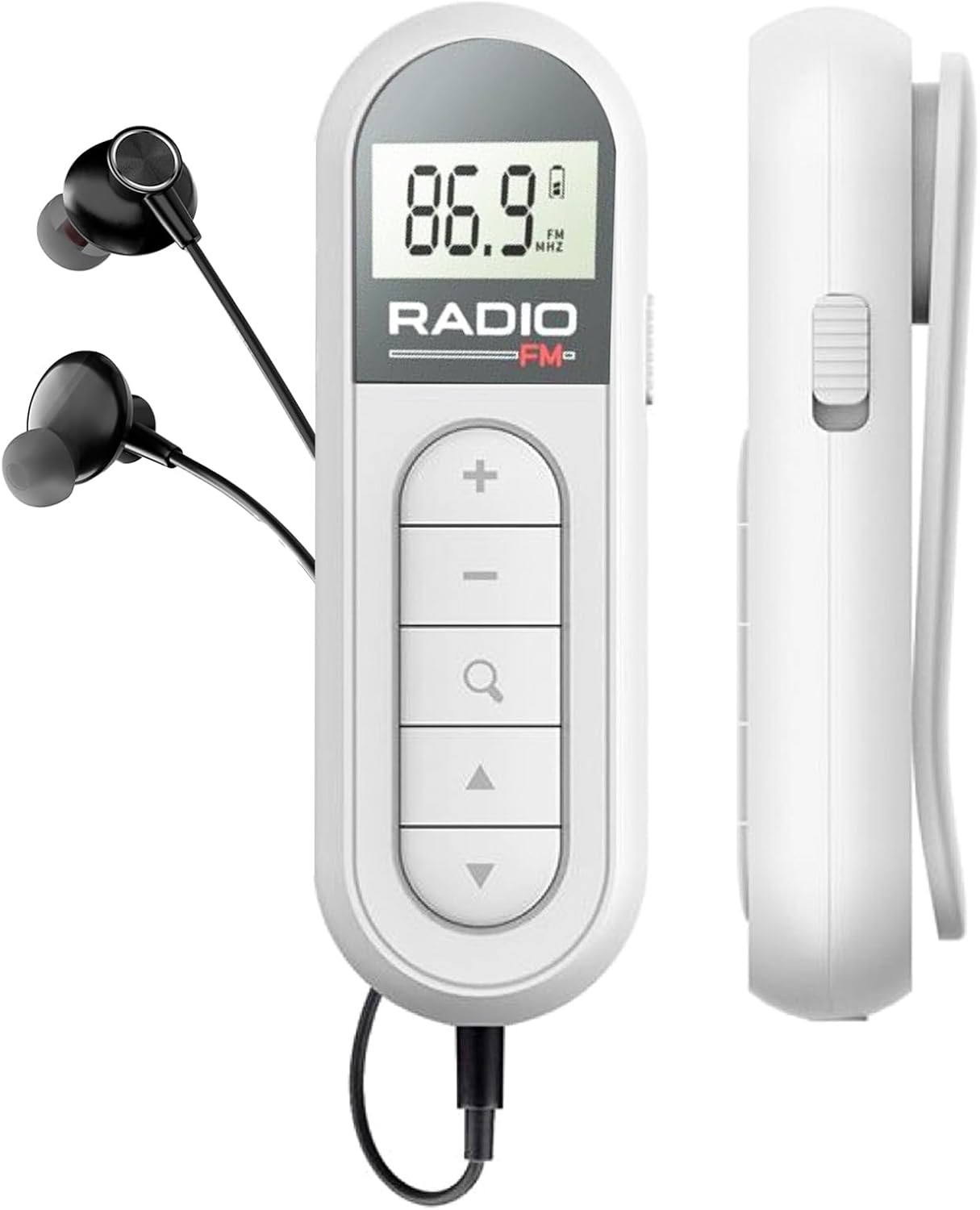 Tragbares Mini-fm-radio Mit Akku, Dsp, Lcd-bildschirm, Kopfhöreranschluss, 300 Mah, Weiß