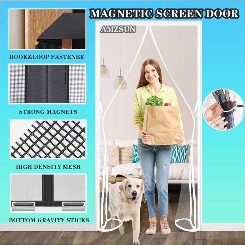 Magnetisches Tür- Und Fenstergitter 70 X 225 Cm – Mit Magneten, Automatischer Schließung – Hält Die Luft Im Haus Frisch – Für Flure Und Terrassentüren, Weiß