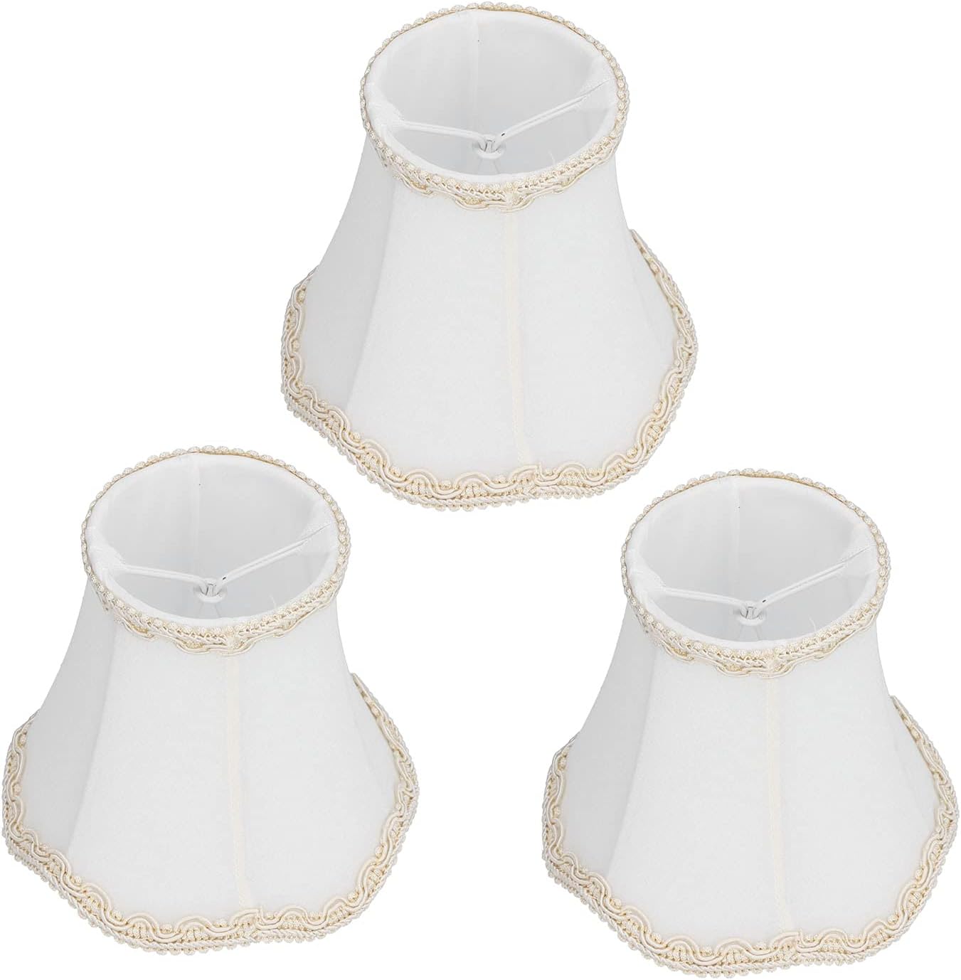 Lampenschirm, 3er-set Weiße Stofflampenschirme E14 Zum Klemmen, Wand-, Kerzen-, Kronleuchter-, Achteckige Glockenform, Nachttisch-, Wohnaccessoires Für Steh- Und Tischlampen, 13 X 12 X 8 Cm