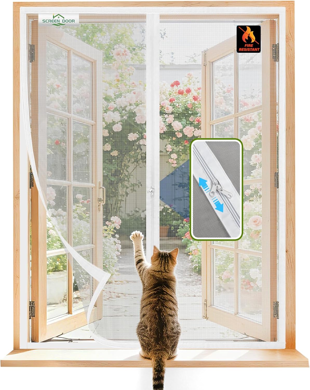 Fenster-moskitonetz 105 X 150 Cm, Einfache Montage, Feuerhemmendes Und Reißfestes Fiberglas, Praktischer Reißverschluss, Weiß