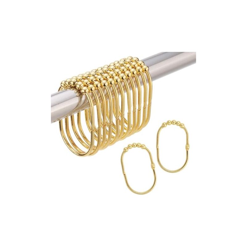 Vergoldete Duschringe Aus Metall – 5-rollen-design Für Geringe Reibung – 12er-pack Haken Für Duschstangen Mit Einem Durchmesser Von 3/4 Bis 1 1/8 Zoll
