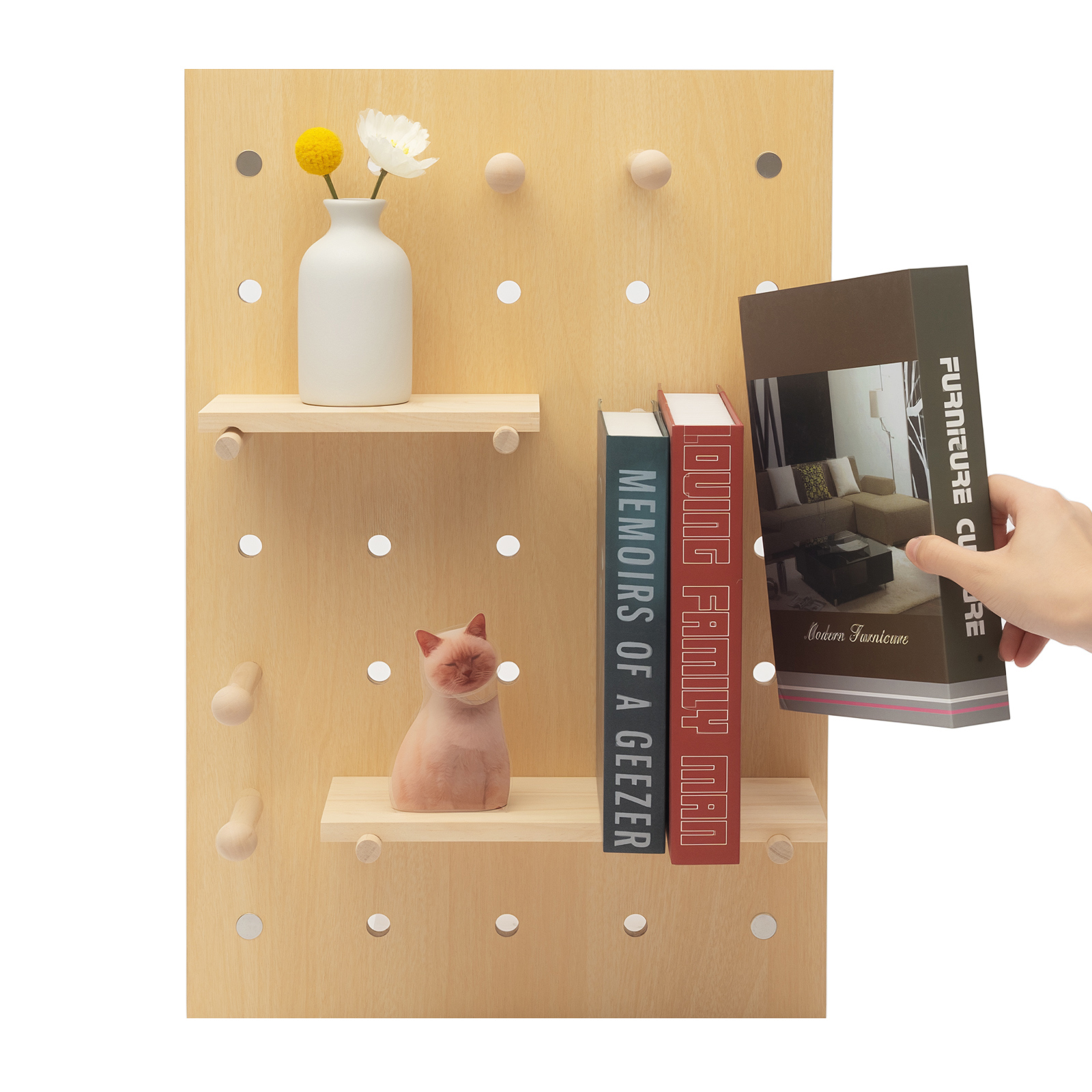Kombiniertes Wandorganisationsset Aus Holz Mit Rechteckigen Lochplatten, Modulare Lochplatten-sets, Diy-lochplatten Zum Aufhängen Für Das Homeoffice