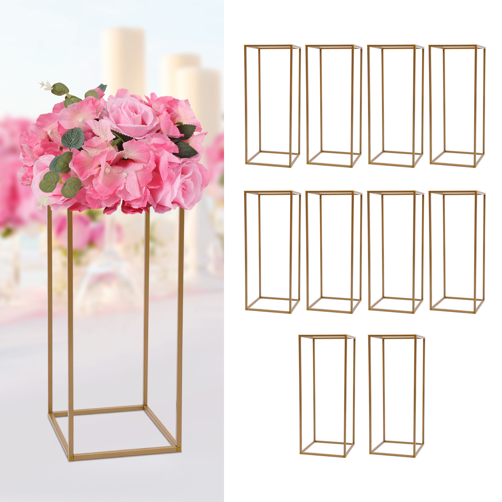 10pcs Metall Blumenständer Für Hochzeit Tisch Mittelstücke, 23.62inch Hohe Gold Hochzeit Blumenständer Für Blumenarrangement, Geometrische Blumen Vase Stand Für Party, Veranstaltungen, Home Deco