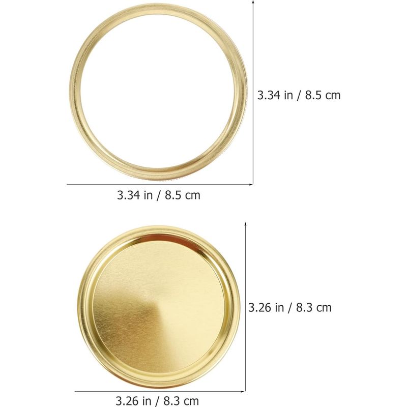 Set Aus 12 Metalldeckeln Und -ringen Für Weithalsgläser (86 Mm), Luftdichte Mason-deckel Mit Geteilter Öffnung Zum Einmachen Und Konservieren Von Lebensmitteln.