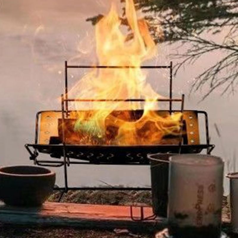 Outdoor-küchengrill – Faltbarer Edelstahl-feuerständer Zur Aufbewahrung Von Kochutensilien