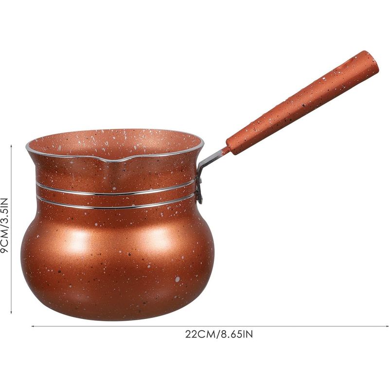 Mini-multifunktions-kochtopf Mit Deckel, 10 Cm, Antihaftbeschichtet, Kaffeefarben.