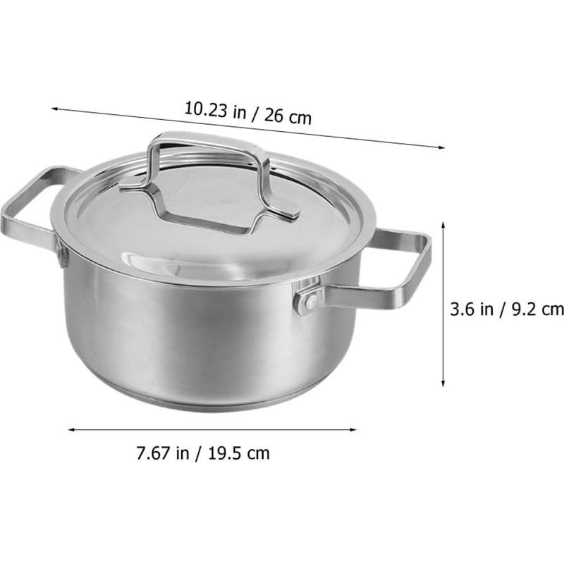 18 Cm Dicker Edelstahl-kochtopf Mit Doppelwandigem Boden Und Deckel, Ideal Für Suppen, Nudeln Und Milch, Induktionsgeeignet.