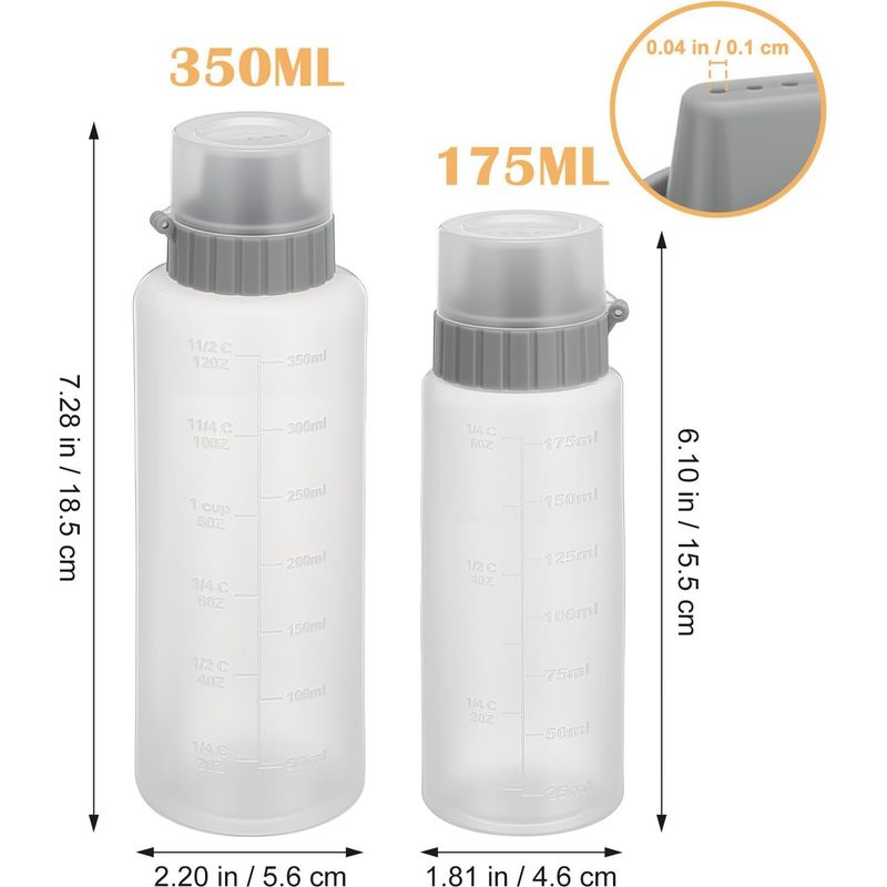 Set Aus 2 Dosierflaschen Für Würzmittel, 350 Ml Und 175 Ml, Aus Grauem Kunststoff, Für Ketchup, Salatdressing, Honig, Für Unterwegs In Der Küche
