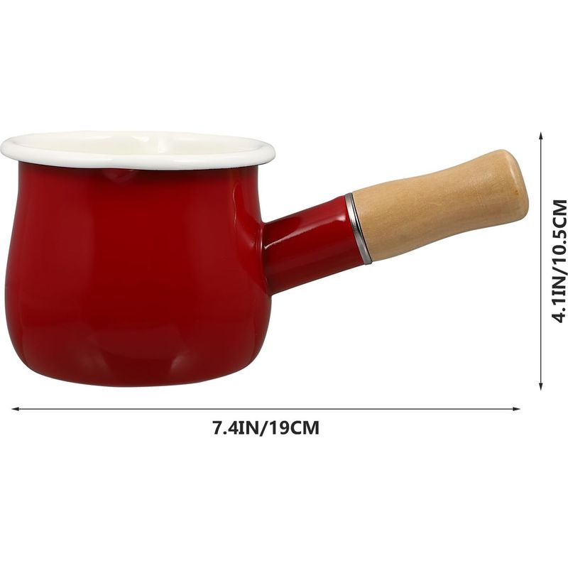 Japanischer Roter Emaille-topf Für Milch Und Dicke Suppen, Ideal Zum Kochen Auf Dem Herd, Für Desserts Und Die Zubereitung Von Babynahrung.