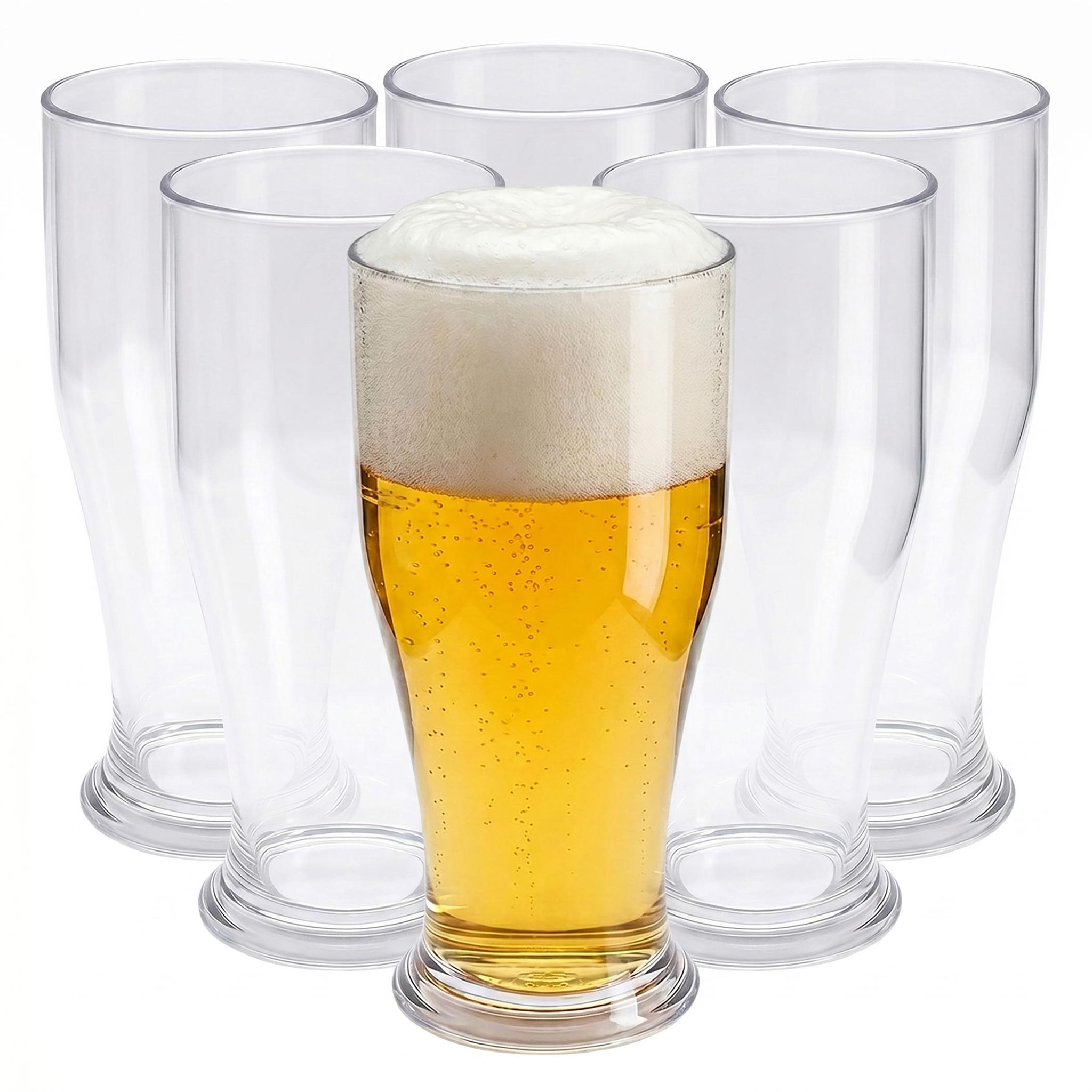 Mehrweg Kunststoff Bier Glas 520 Ml Kratzfest - 6er Set - Camping Weizenbierglas Wiederverwendbar