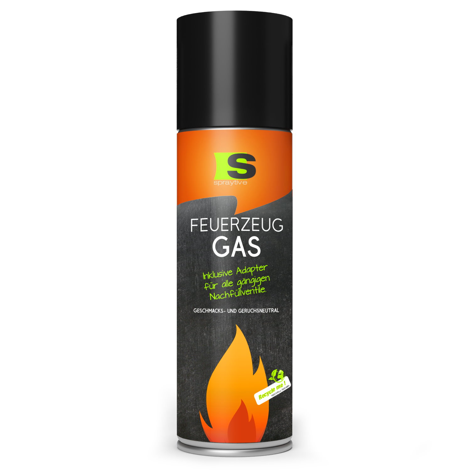 Spraytive 1x 500ml Xxl Butangas Für Flambierbrenner & Feuerzeuge - Feuerzeuggas Inkl. Adapter Zum Nachfüllen