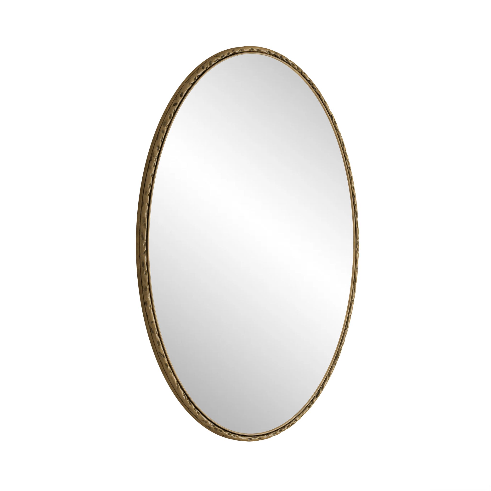 Einfacher Ovaler Wandspiegel Mit Vertikaler Oder Horizontaler Aufhängung Für Badezimmer Aus Eisen Glas Und Mdf Gold