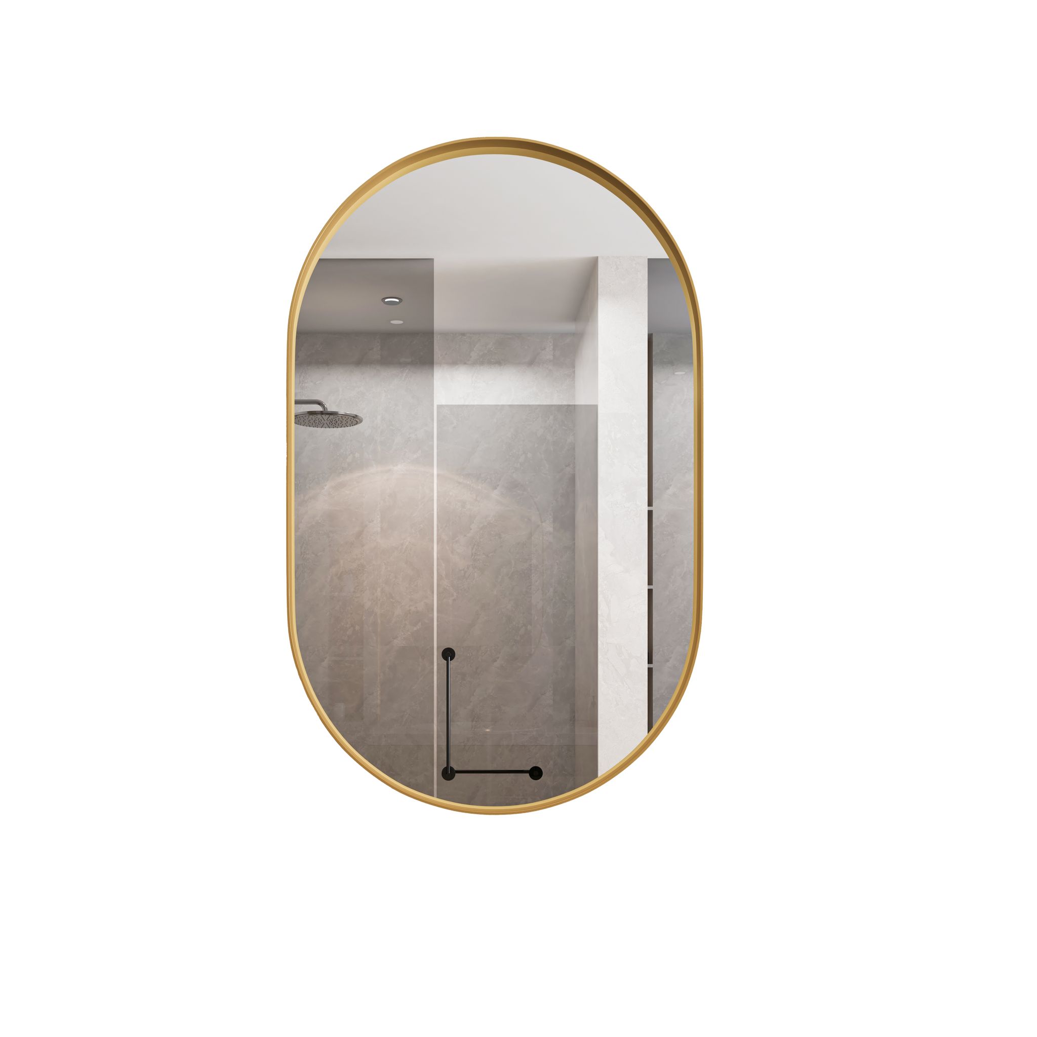 Spiegelschrank Zum Einbau Oder Zur Wandmontage Mit 2 Verstellbaren Glasböden Und Metallrahmen Gold