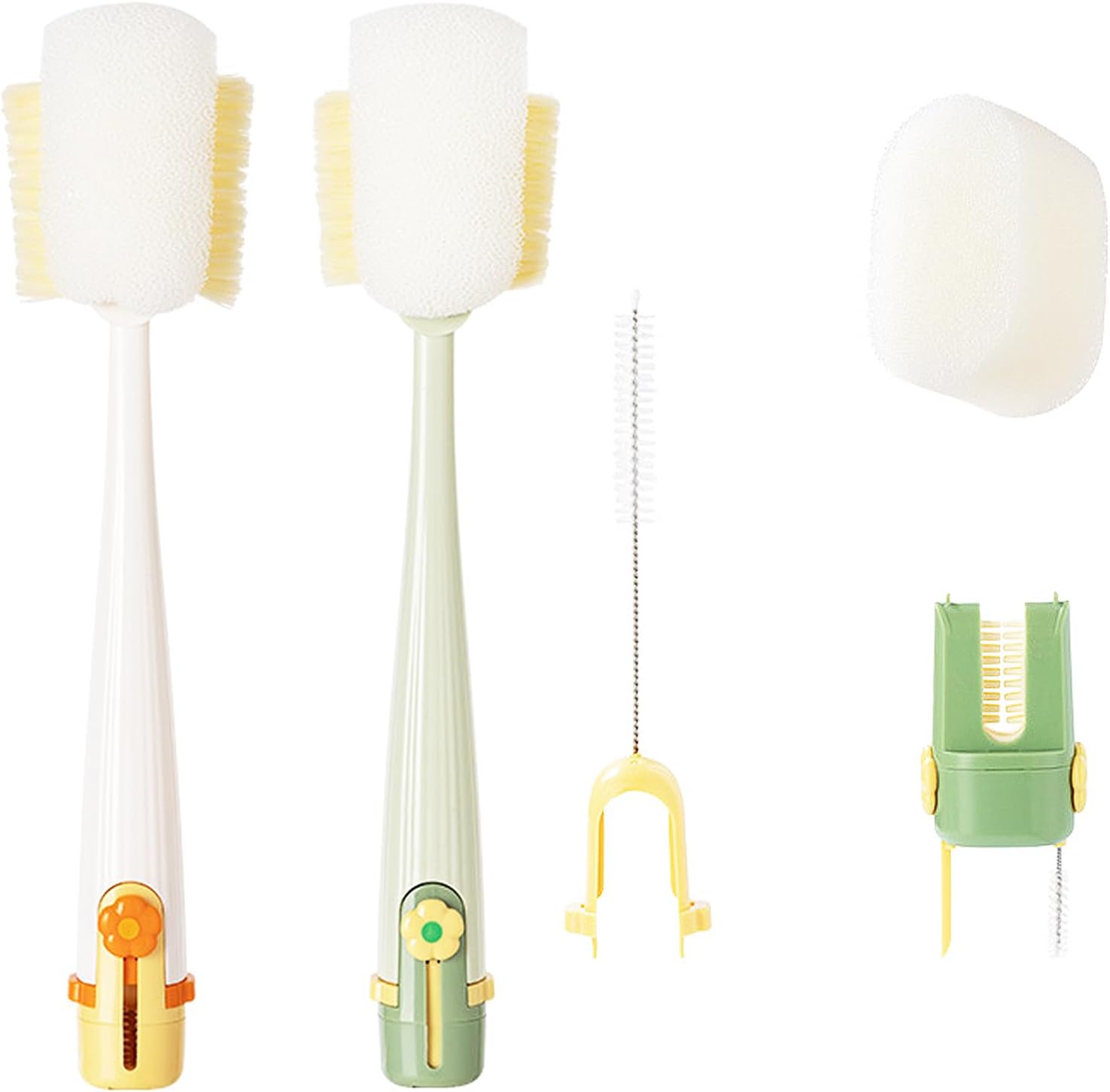 Set Aus 2 Multifunktionalen 5-in-1-flaschenbürsten Mit Langem Griff, Für Flaschen Mit Schmalem Hals, Gläser Und Weingläser.