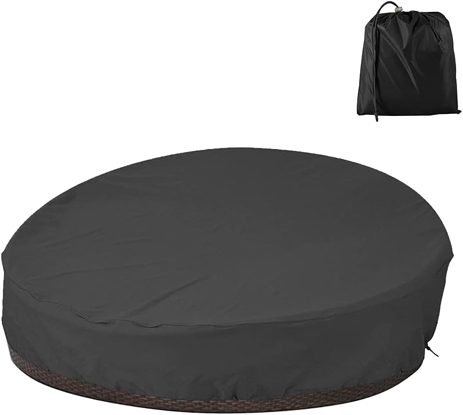 Runde, Wasserdichte Schutzhülle Für Gartenbeete, Schlafsofas Und Wohnzimmermöbel Aus Einfarbigem 210d Oxford-gewebe, Uv-/regen-/windschutz (228 X 83 Cm) (schwarz)