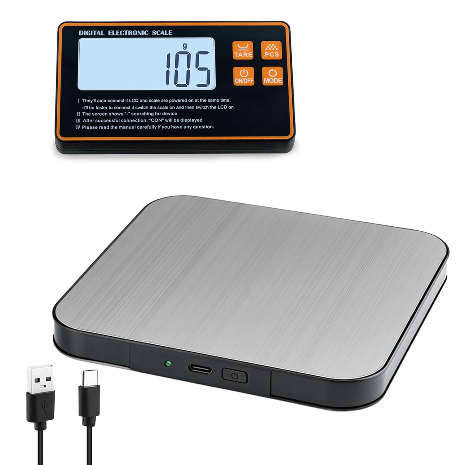 Elektronische Küchenwaage, Hochpräzise Lebensmittelwaage 15 Kg/1 G, Mit Separatem Display, Magnetischem Lcd-bildschirm Und Tara-funktion, 7 Einheiten, Automatische Abschaltung