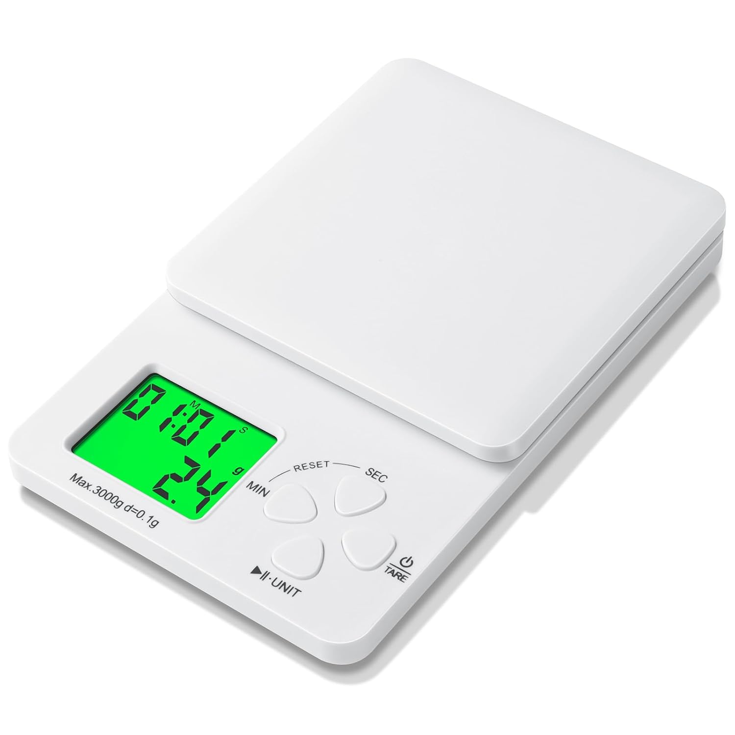 Digitale Küchenwaage Mit Timer, Hochpräzise Kaffeewaage 3 Kg/0,1 G, Küchenwaage Mit Led-anzeige, Multifunktionale Magnetische Lebensmittelwaage Für Die Küche