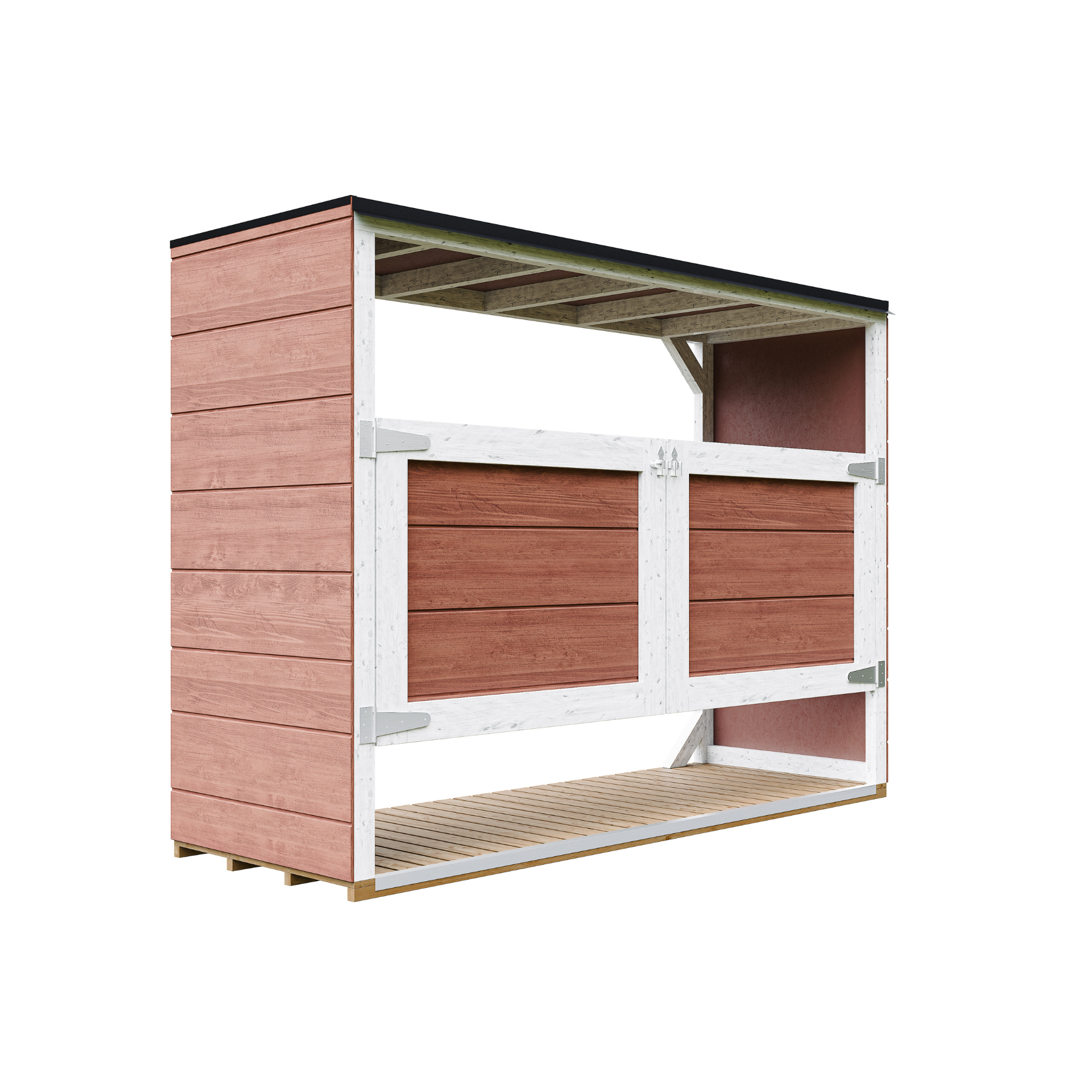 Mülltonnenbox 3er 240l Aus Wetterfest Lp Smartside Holz, Mülltonnenverkleidung Mit Türen, Garten Mülltonnenbox, Moderne Garten Box Außen – Timbela M982a-redwood Red