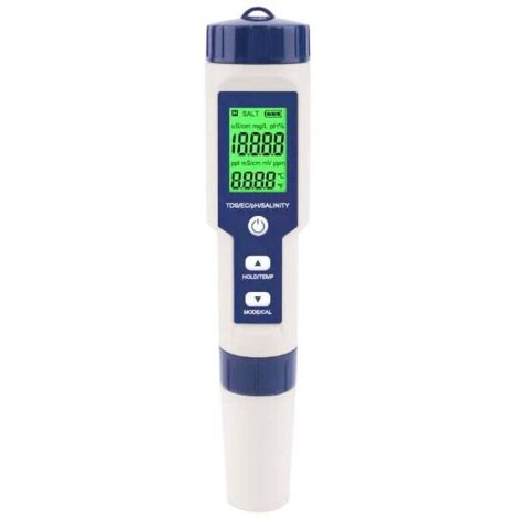 Appsc 5-in-1 Salztester – Analysiert Ph-wert, Tds, Ec Und Temperatur – Schutzart Ip67 Für Schwimmbäder Und Aquarien