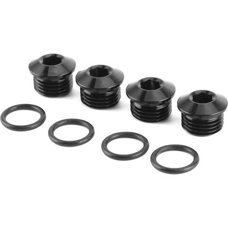 An6 Orb-anschlussstopfen Mit Sechskantkopf Und O-ring-set – Schwarz Eloxiertes Aluminium