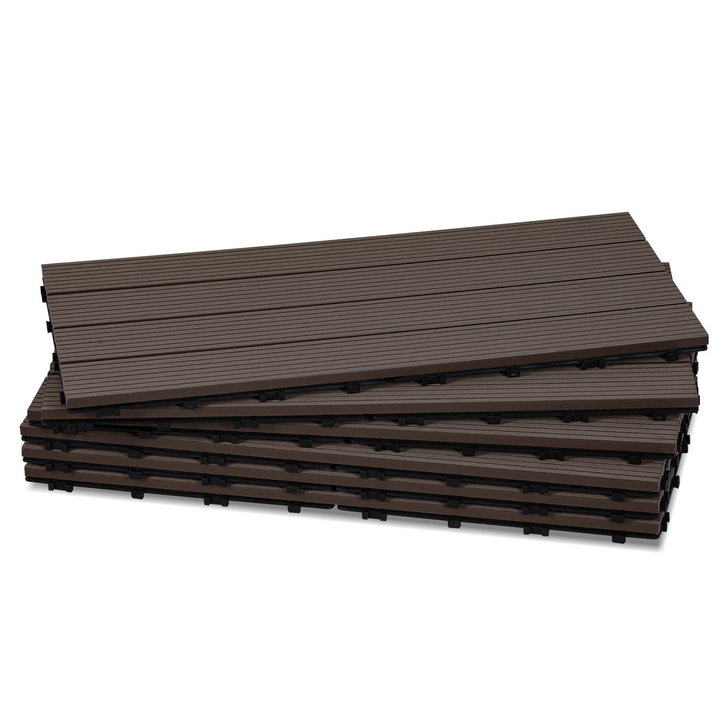 Tolletour 54er Set Wpc Terrassenfliesen Für Garten Balkon Bodenbelag, 4 Lamellen, 30 × 60 Cm, Klicksystem, Kaffee Braun