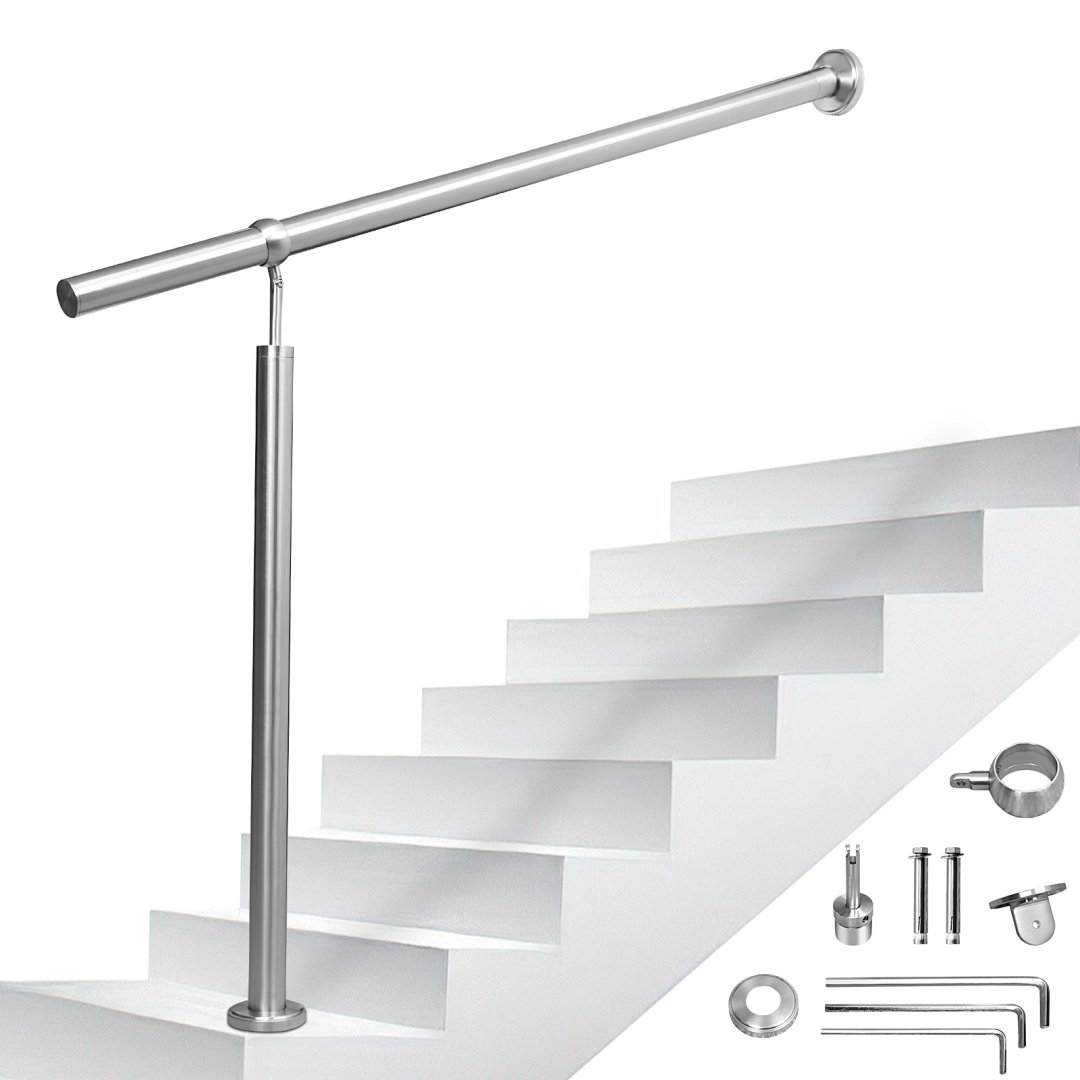 Tolletour Edelstahl Eingangsgeländer 100 X 90 Cm, Silber Treppengeländer, Handlauf Für Hauseingang Und Garten