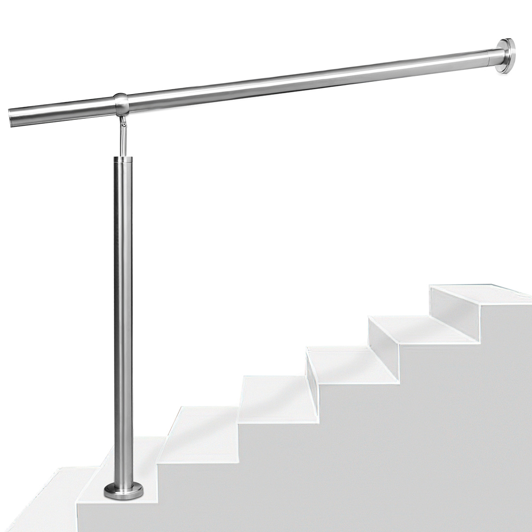 Tolletour Edelstahl Eingangsgeländer 150 X 90 Cm, Handlauf Silber, Treppengeländer Für Gartentreppe Und Flur
