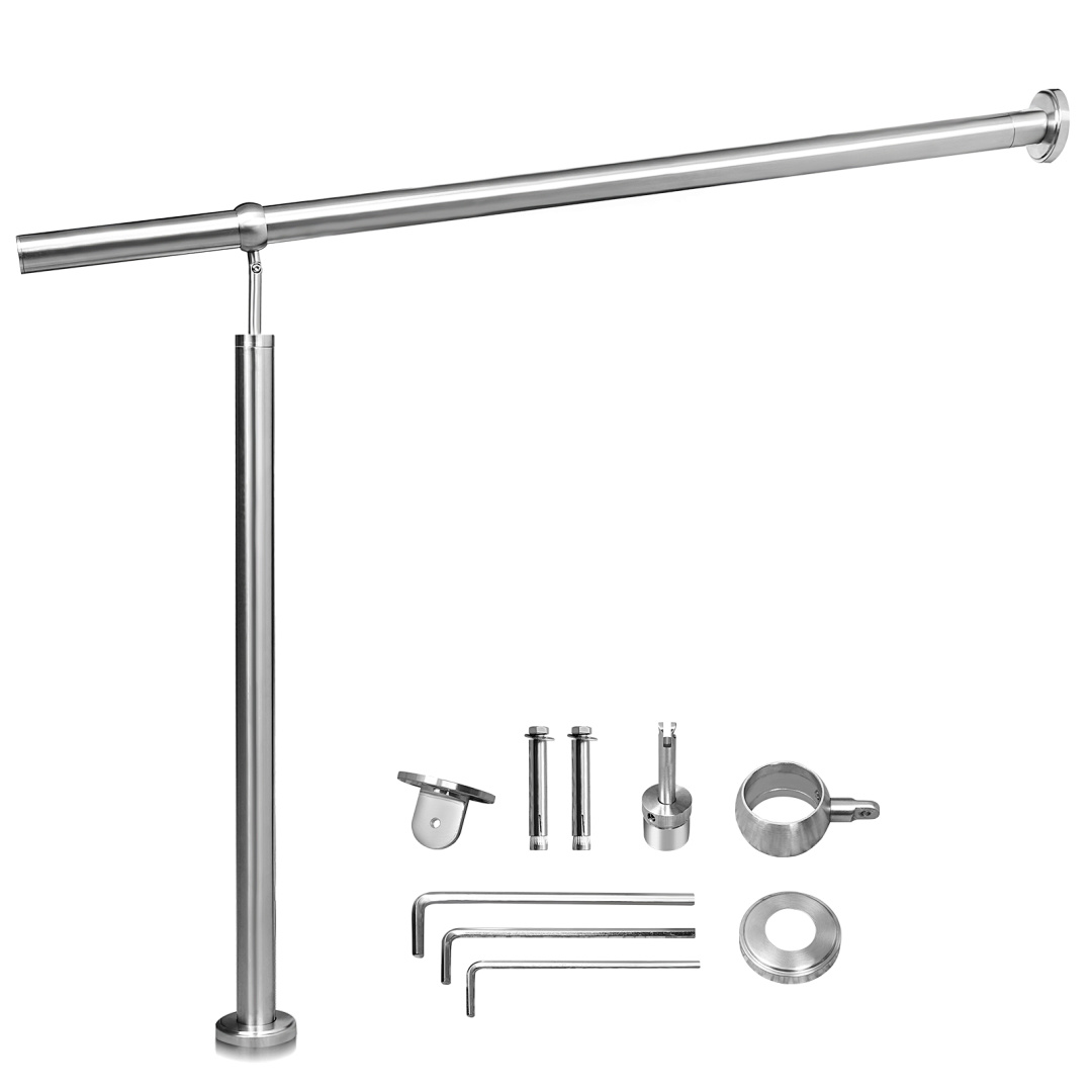 Tolletour Edelstahl Eingangsgeländer 180 X 90 Cm, Treppengeländer Silber, Handlauf Für Treppenhaus Und Außenbereich