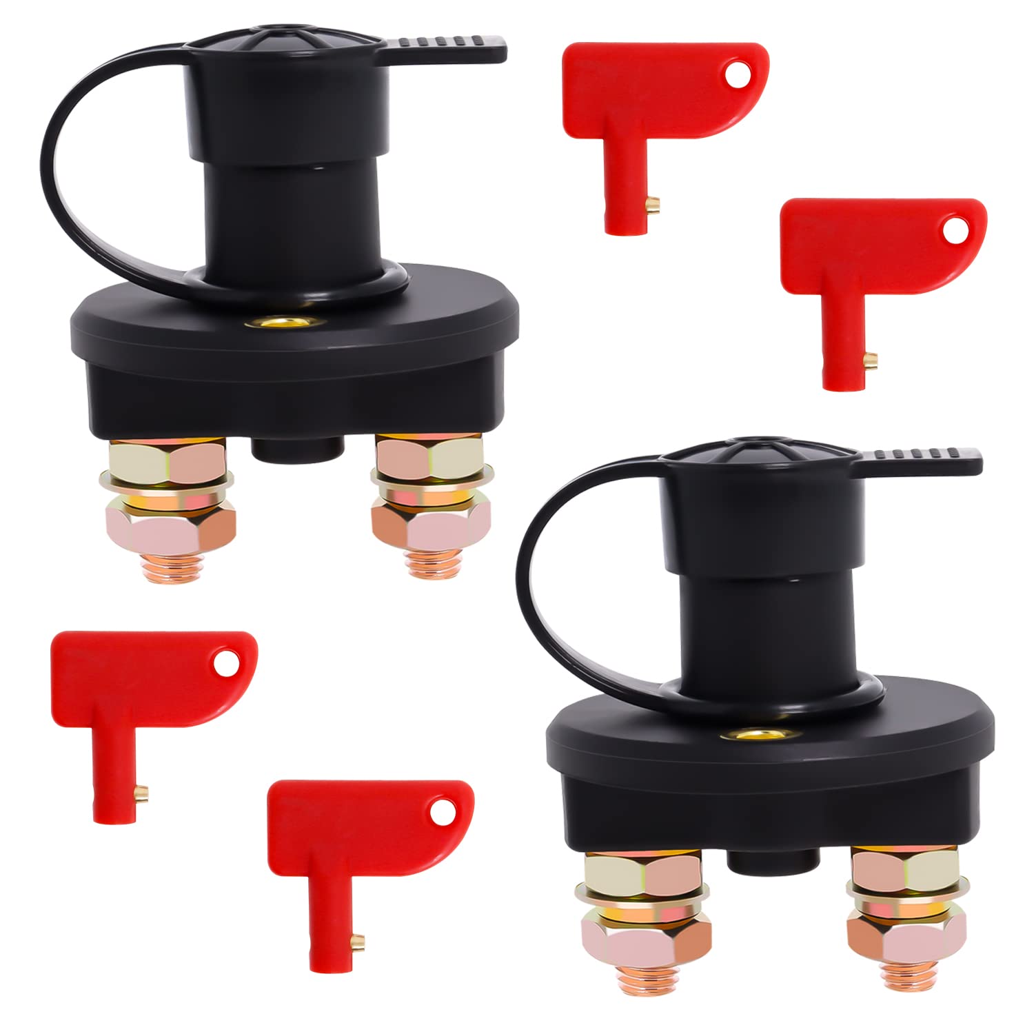 Batterieschalter 12v/24v, Batterie Trennschalter Hauptschalter, Batteriehauptschalter Schnelles Ausschalten Trennschalter Für Auto Kfz Lkw Boot (2 Pcs)
