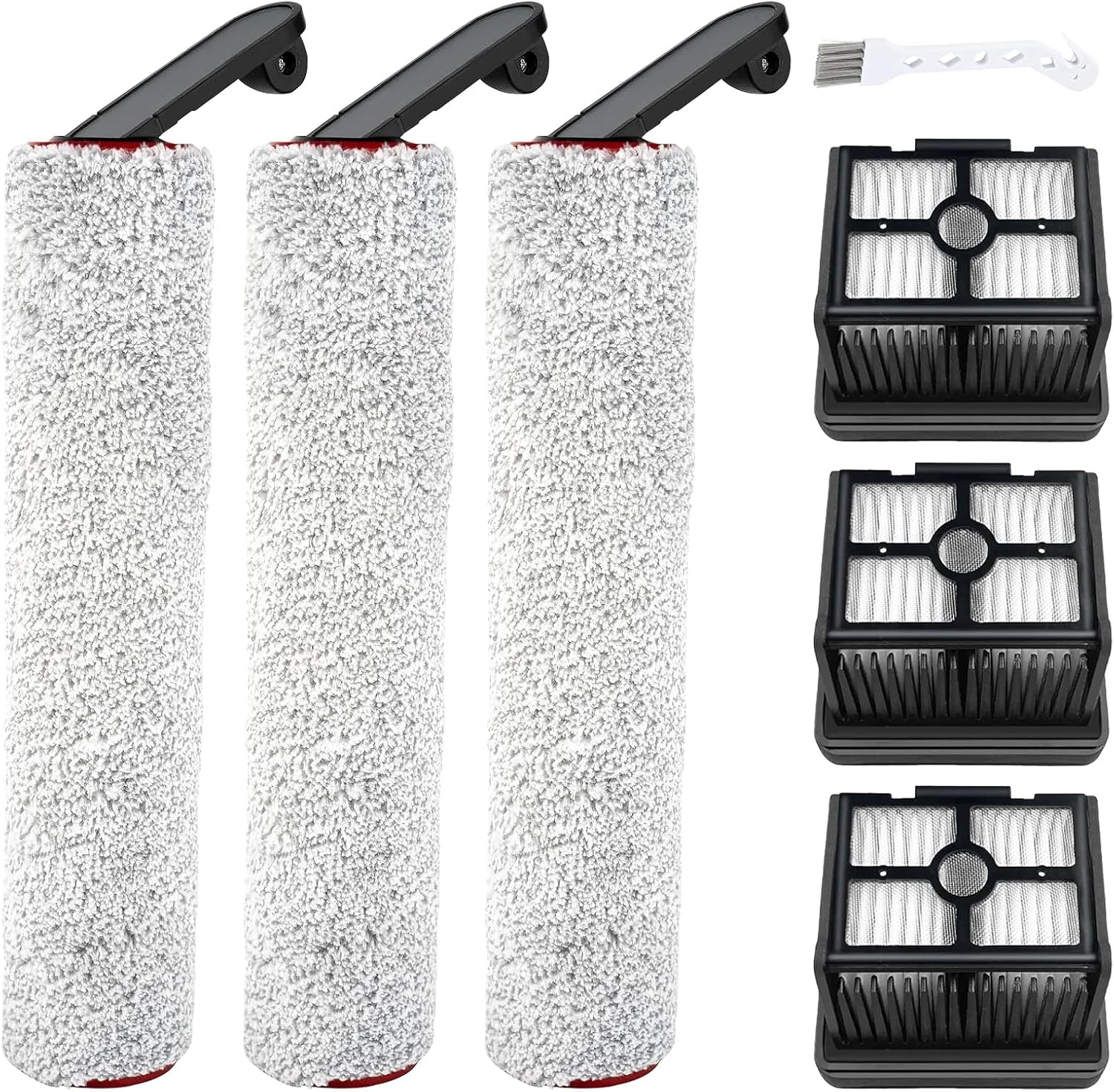(7 Stück) H12 Pro Ersatzbürstenrollen Und Hepa-filter, Kompatibel Mit Dreame H12 Pro/ H12 Dual Akku-nass-/trockensauger, 3 Bürstenrollen, 3 Hepa-filter, Ersatzteile
