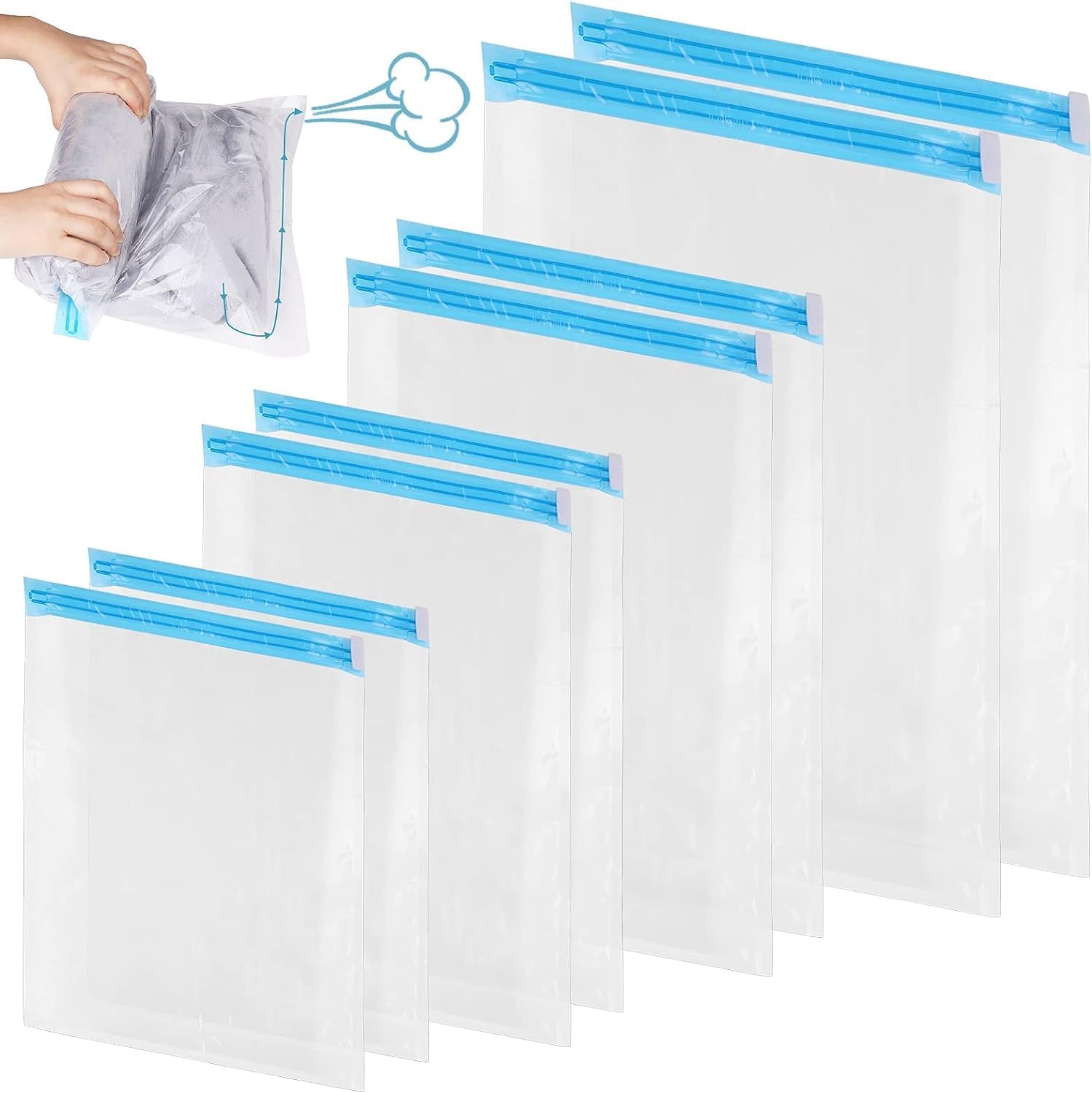 Vakuumbeutel, Handgerollt, Kompressionsbeutel, Wasserdicht Und Wiederverwendbar, Vakuumbeutel, Für Kleidung, Bettwäsche Usw. (4 Größen, 50 X 70, 40 X 60, 50 X 35, 39 X 32 Cm)