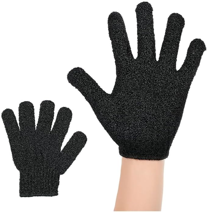 Peeling-handschuhe, Bade- Und Körperpeeling-handschuhe, Bambus-duschhandschuhe, Entfernt Eingewachsene Haare Und Abgestorbene Haut, Für Dusche, Spa (2black)