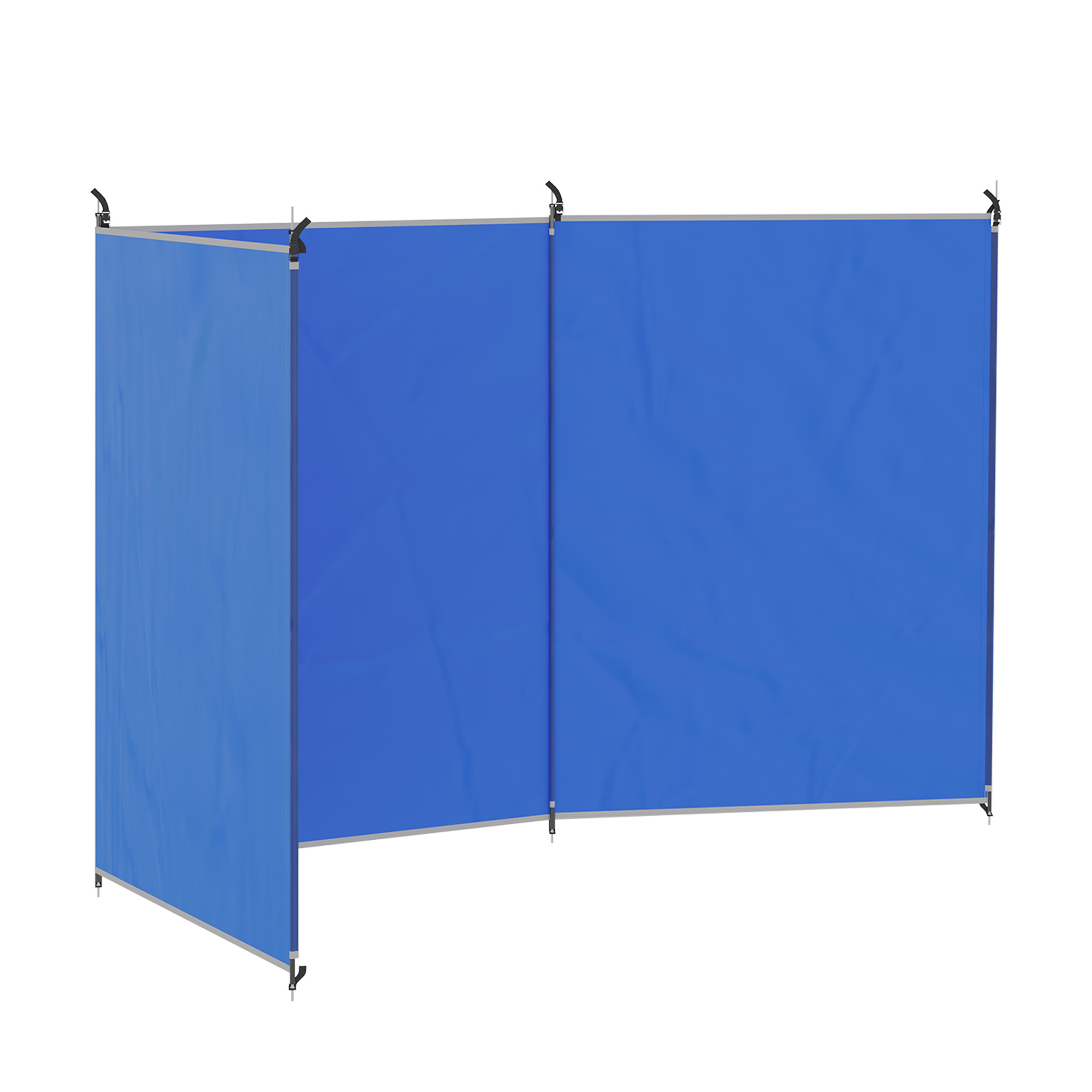 Windschutz Für Camping, Strandwand Mit Tragetasche, Befestigungsecken 450 X 150 Cm, Blau