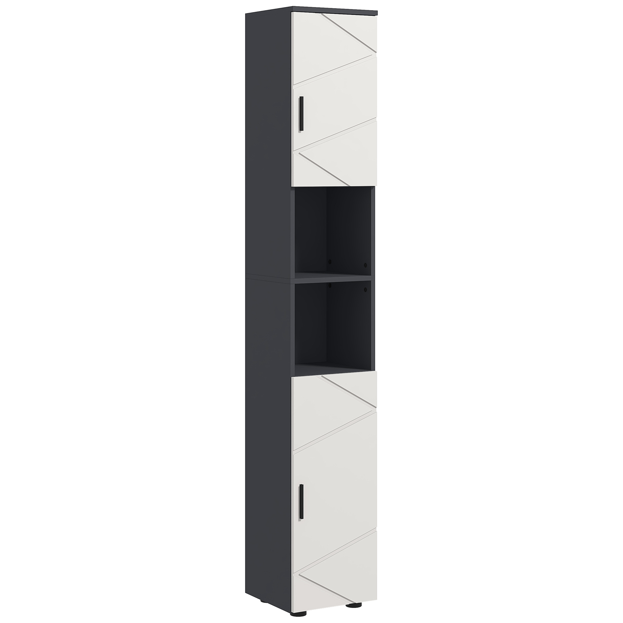 Badezimmerschrank, Badschrank, Verstellbare Regale, Spanplatte, Hellgrau