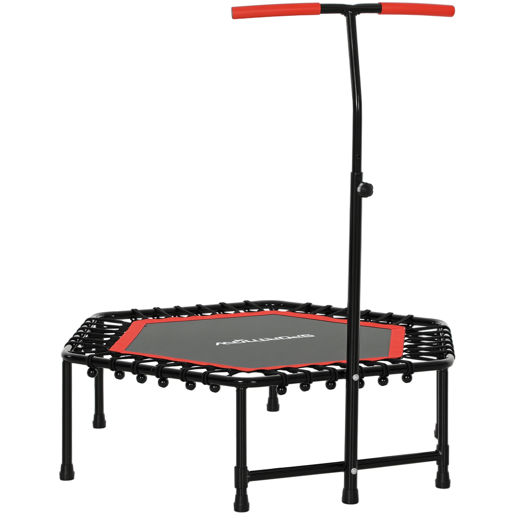 114 Cm Fitness-trampolin, Elastische Seile, 3-fach Verstellbarer Griff, Leises Trainingstrampolin, Rot